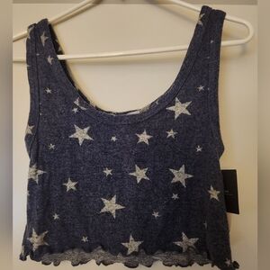 Greyson Threads Star Print Pajama Top Blue XS